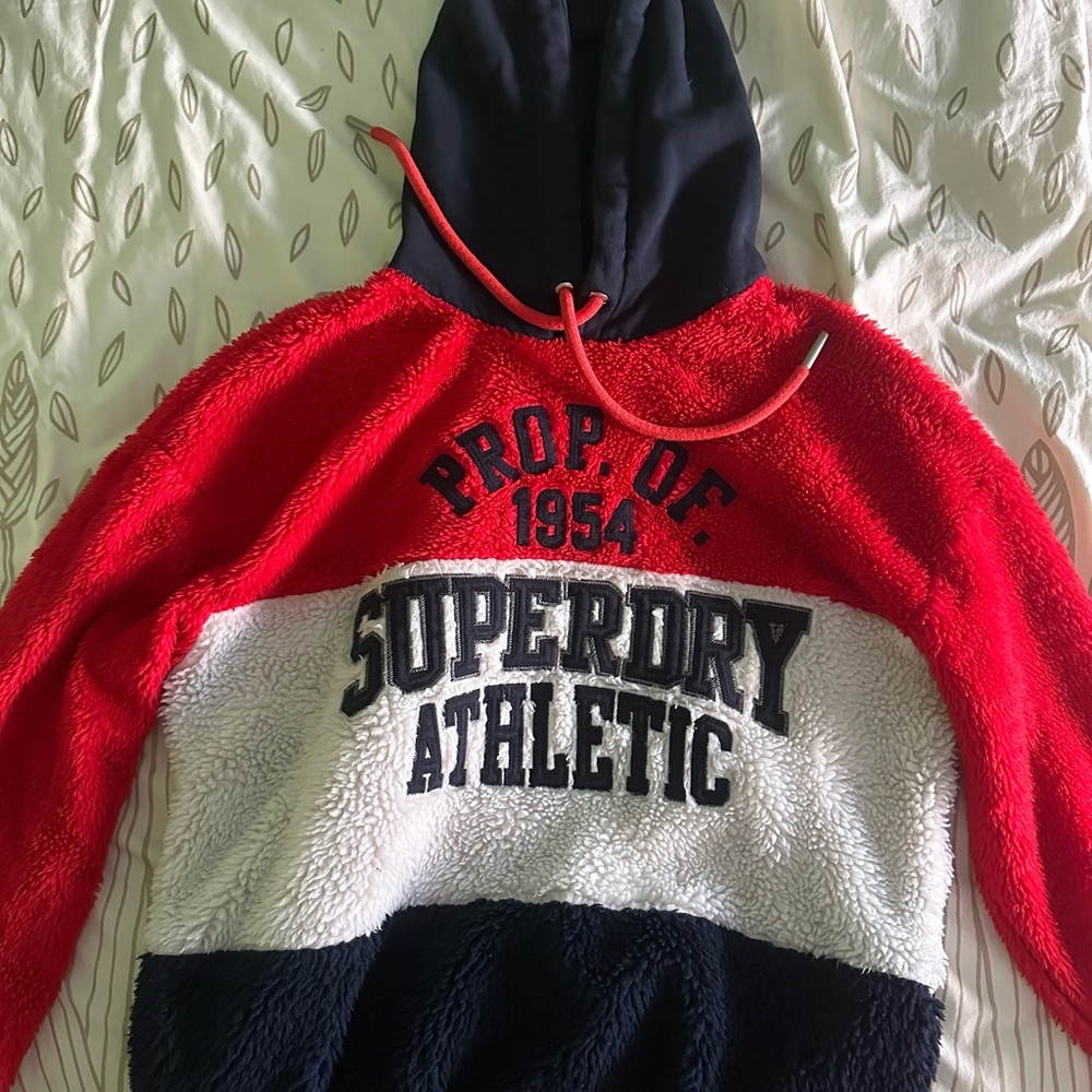 Superdry Red, White, and Blue Athletic Fleece Hoodie